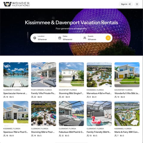 ✨ Welcome to the All-New Wonder Vacation Homes Website!