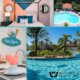 pictures of pool, bedroom, and dining room in Wonder Vacation Homes property