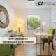 picture of office at rental home with the caption 'Stay green with sustainable vacationing!'